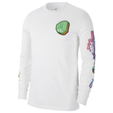 【送料無料+5%クーポン5/6 9:59迄】 nike ナイキ メンズサイズ ジョーダン Jordan Sticker Long Sleeve T-Shirt(White) ロンT 長袖Tシャツ 長袖トップス