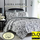 【送料無料】【ダブル・クイーン】 Laura Ashley ローラアシュレイ Amberleyリバーシブルベッドキルト3点セット(Black) 花柄ベッドカバー...