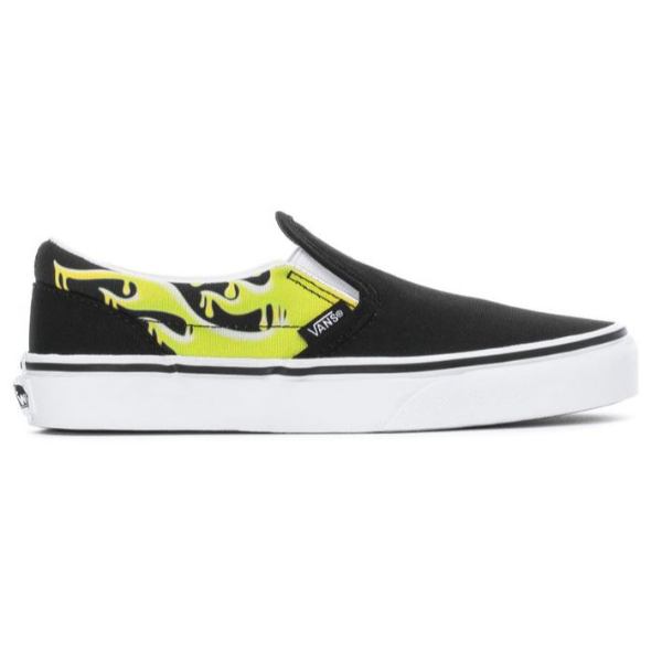 【送料無料+割引クーポン配布中】 Vans バンズ 【キッズ（4-7歳用/16.5-21.0cm）】 Vans Classic Slip On Slime Flame（Black/True White） スニーカー 靴 シューズ 入園入学