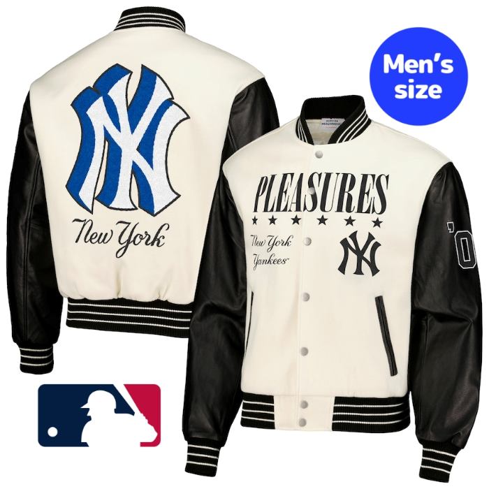 y+N[|z MLBItBV Y o[VeBWPbg X^W AE^[WPbg New York Yankees PLEASURES Varsity Jacket j[[NEL[X