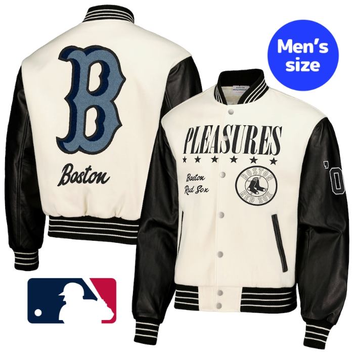 y+N[|z MLBItBV Y o[VeBWPbg X^W AE^[WPbg gc Boston Red Sox PLEASURES Varsity Jacket {XgEbh\bNX