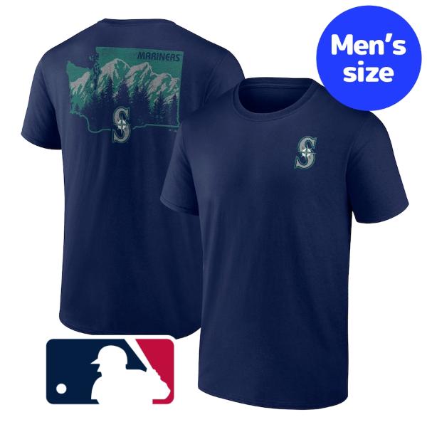 【送料無料+割引クーポン】 MLBオフィシャル メンズ Tシャツ 半袖トップス Navy シアトル・マリナーズ イチロー Seattle Mariners Hometown Collection Washington State T-Shirt