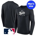 【送料無料 割引クーポン】 MLBオフィシャル ナイキ nike メンズ 長袖Tシャツ ロンT トップス Navy デトロイト タイガース Detroit Tigers Practice Performance L/S T-Shirt