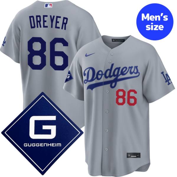 MLB ロサンゼルス・ドジャース Jack Dreyer ジャック・ドレイヤー Nike ナイキ ユニフォーム Los Angeles Dodgers Road Guggenheim Patch Stadium Jersey グッゲンハイムパッチ付き ユニホーム ジャージ 送料無料