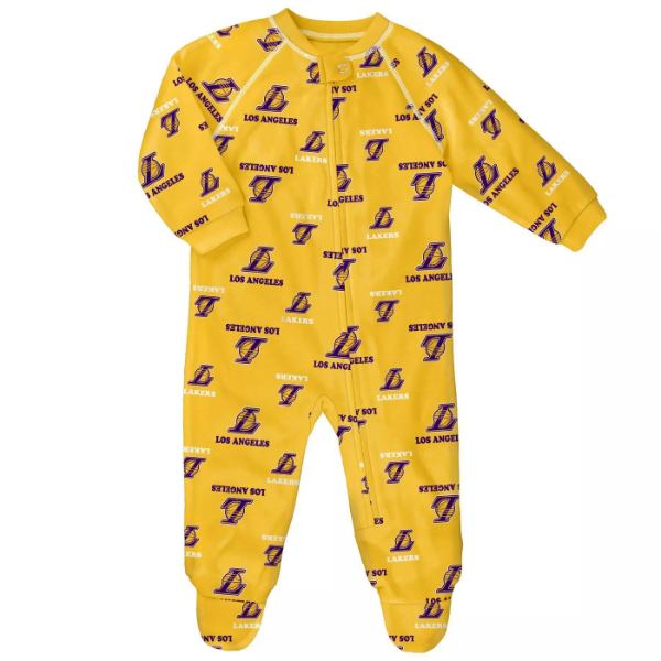 【送料無料+ポイント5倍+クーポン有】 NBAオフィシャル Los Angeles Lakers 足つきカバーオール（ロサンジェルス・レイカーズ） ロンパース パジャマ 出産祝い 下着 肌着 女の子 男の子 ユニセックス