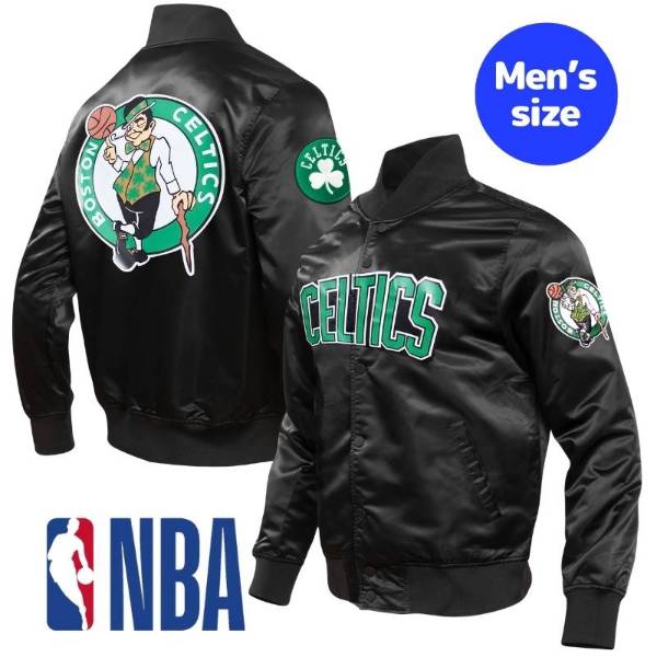 【送料無料】 NBA公式 オフィシャル メンズ スタジャン バーシティジャケット アウター Pro Standard プロスタンダード ボストン・セルティックス BOSTON CELTICS TEAM BIG LOGO SATIN JACKET