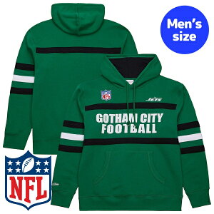 【送料無料】 NFL公式 正規品 メンズ パーカー 長袖トップス フーディー ミッチェルアンドネス Mitchell & Ness ニューヨーク・ジェッツ New York Jets Vintage Logo Head Coach Fleece Pullover Hoodie