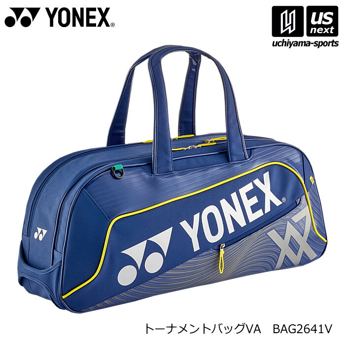 メーカー希望小売価格はメーカーカタログに基づいて掲載しています 　item-Information　　　　　　　　　　　　　【商品詳細説明】 　■メーカー ヨネックス（YONEX） 　■品名 トーナメントバッグVA 　■品番 BAG2641V 　■カラー 112（ダークブルー） 　■サイズ 76×19×33cm 　■素材 PU＋ポリエステル 　■生産国 中国 　■商品機能 ●ビクターアクセルセンコレクション ●数量限定 ●ラケットポケット ●サスティナ素材 ●サーモガード ●正面ポケット ●内部ポケット ●ランドリーバッグ ●ラケットフレーム保護仕切り（バドミントンラケット3本分） ●底鋲 ●500mlペットボトル収納ポケット ●YKK社製ファスナー ●シューズポケット 　■検索用キーワード ヨネックス　YONEX　バドミントン　badminton　バドミントンバッグ　バドミントンラケットケース　バドミントンケース　ラケットバッグ　ラケットケース　ラケットバック　トーナメントバッグ　トートバッグ　トート　肩掛け　練習　部活　部活動　クラブ　クラブ活動　試合　ビクターアクセルセン　ビクター・アクセルセン　ビクトルアクセルセン　3本収納　3本用　3本入れ　3本まで収納可能　スポーツ用品はUS−NEXTスポーツ（内山スポーツ）【ヨネックス／YONEX】