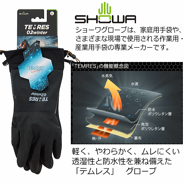 【最大400円クーポン有】ショーワグローブ【SHOWA】手袋 TEMRES02WINTER 2019〜20年秋冬MODEL【TEMRES02WIN テムレス 防寒 ブラック テムレス 黒 防寒手袋 防寒具】【あす楽対応】【メール便はあす楽対応不可】[M便 1/1][自社倉庫]