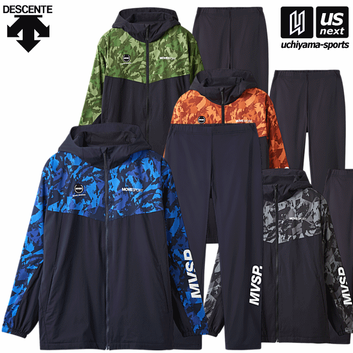 デサント ムーブスポーツ HEATNAVI 総柄グラフィック スリーブロゴ フルジップフーディー サイドロゴ ..