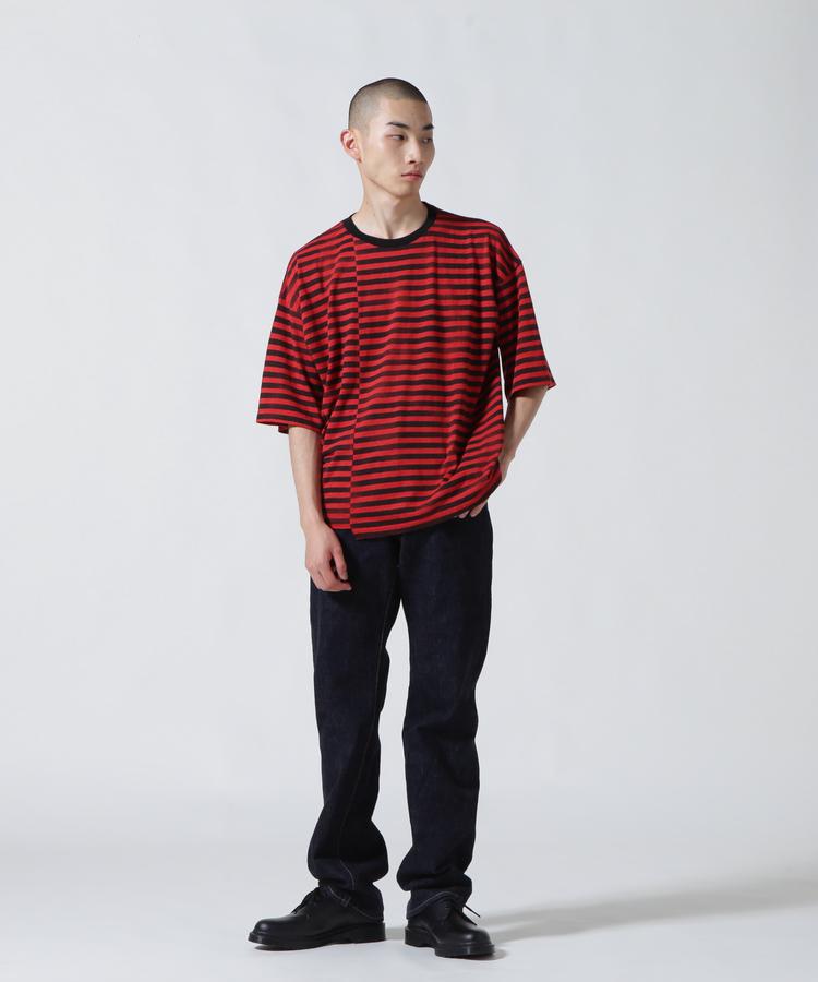 【B'2nd】MINEDENIM（マインデニム）Hazy Border Uneven Loose T-SH ボーターTシャツ 国内正規品