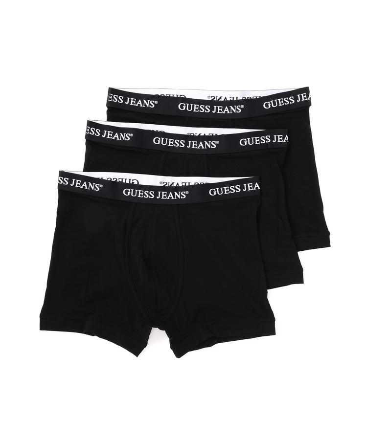 ＝必ずご覧ください/ATTENTION＝ 当店の販売在庫数は、直営店舗の在庫も含まれております。 その為店舗取寄せ商品在庫につきましては、ご注文頂いた時点で完売になっており、 在庫切れが発生する場合がございます。 店舗取寄せ商品が含まれるご注文に関しましては、商品の発送までに1週間前後お時間を頂いております。 ※複数品番のご注文を頂いた場合、店舗取り寄せ品と合わせて一括発送させて頂きます。 ※取り寄せ商品が、時間差によって店舗にて完売の場合、お取り寄せ不可となる場合もございます。 お使いのパソコンのモニターによって、実物商品とカラーが異なって 見える場合があります。誠に申し訳ございませんが、ご理解下さいます様お願いいたします。 サイズ表は、製品の生地や織りなどの特性により、多少の誤差はございます。予めご了承ください。 誠に申し訳ございませんが、予めご了承の上ご利用頂けますようお願い申し上げます。 ・メーカー希望小売価格はメーカー商品タグに基づいて掲載しています エビデンス（証明資料）COLOR：ブラック1 COLOR：ブラック COLOR：ホワイト COMMENT GUESS JEANS 綿にはオーガニックコットンを使用。 ベーシックなデザインで使いやすいボクサーブリーフの3枚組。 ウエストベルトにブランドロゴがシンプルにあしらわれています。 ソフトな風合いではき心地もよく、立体的な構造で安心して着用いただけます。 デイリーや旅行などの様々なシーンにも活躍してくれる使いやすいアイテムです。 同色と色違いの組み合わせのバリエーションも嬉しい。 【GUESS JEANS】 「THE NEXT 40 YEARS OF DENIM」 をテーマにGUESS JEANS クリエィティブ・ディレクターのニコライ・マルシアーノが考案した、GUESSの新しいデニムブランドです。 40年にわたるモダンな伝統の上に築かれたGUESS JEANSは、サステナビリティと最先端のイノベーションを追求しデニムファッションの新しい時代を体現しています。 GUESSのコンセプトは「YOUNG，SEXY，ADVENTUROUS」。 そのブランドスピリットは何十年もの間、アイコニックでタイムレスな広告キャンペーンを通じて人々を魅了し続けています。 この広告キャンペーンからGUESSは多くのトップモデルを輩出し、いつからか有名モデルへの登龍門となりました。 そして現在、GUESSは90カ国で展開し、アパレルからアクセサリーまで網羅するグローバルなライフスタイルブランドとなっています。 素材 ブラック1:（表生地）コットン 95% ポリウレタン 5% ブラック×ホワイト:（表生地）コットン 95% ポリウレタン 5% ホワイト:（表生地）コットン 95% ポリウレタン 5% ブラック:（表生地）コットン 95% ポリウレタン 5% 生産国 ブラック1:バングラデシュ製 ブラック:バングラデシュ製 ブラック×ホワイト:バングラデシュ製 ホワイト:バングラデシュ製 cm/sizeSMLXL最大ウエスト81cm86cm91cm96cm 最小ウエスト76cm81cm86cm91cm