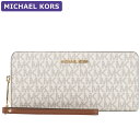 マイケル・コース 長財布 レディース マイケルコース MICHAEL KORS 財布 長財布 35F8GTVT3B VANILLA ストラップ付 シグネチャー アウトレット レディース ウォレット 新作 プレゼント 大容量 ラウンドファスナー