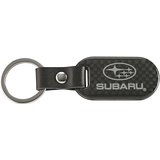 SUBARU スバル SUBARUエンブレム　カーボンファイバー　キーチェーン　キーホルダー　ブラック×ホワイトロゴ　※メール便の為代引き不可