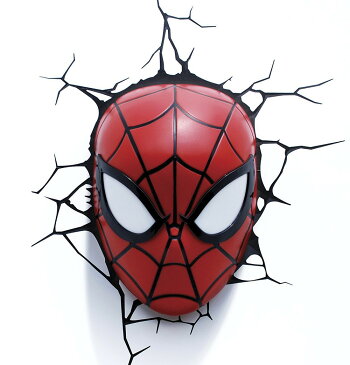 Spider Man Mask 3D Deco Light スパイダーマン 3Dデコライト マスク ひび割れステッカー　ウォールライト