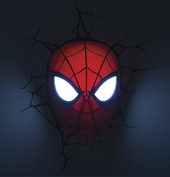 Spider Man Mask 3D Deco Light スパイダーマン 3Dデコライト マスク ひび割れステッカー　ウォールライト