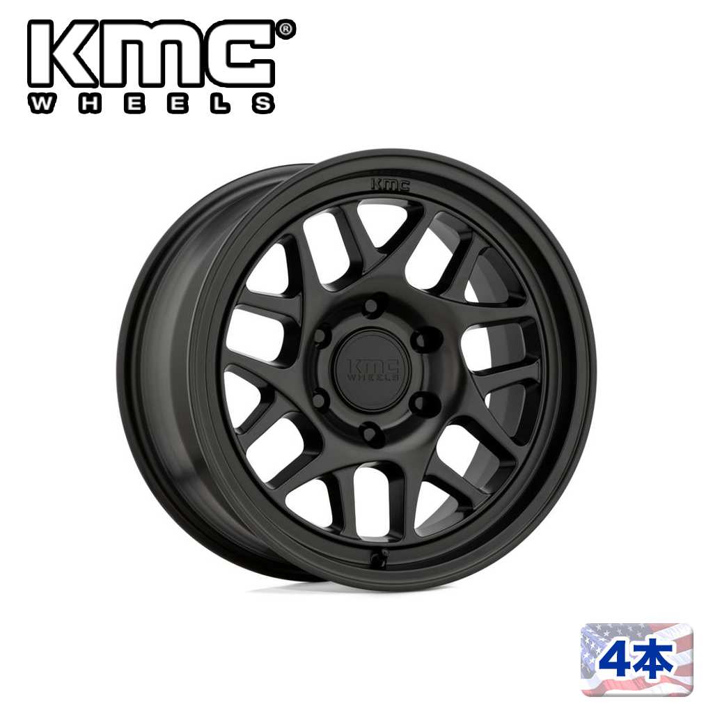 【KMC（ケーエムシー）日本販売代理店】17インチアルミホイール 4本汎用 KM717 BULLY OL SATIN BLACK17..