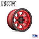 【KMC(ケーエムシー)日本販売代理店】20インチアルミホイール 5本汎用 KM548 CHASE CANDY RED W/ BLACK LIP20×9J 8H 180 +18 CB124.2(2)
