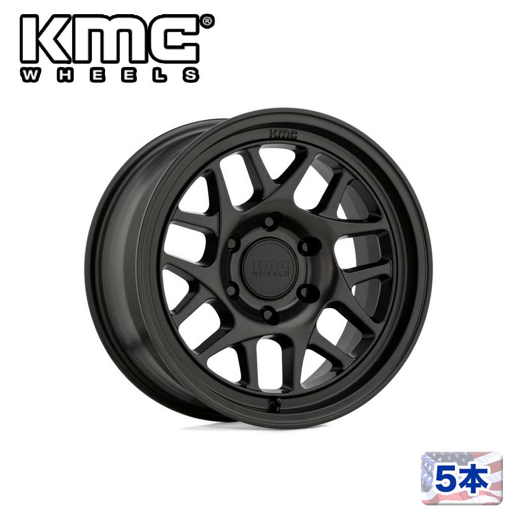 【KMC（ケーエムシー）日本販売代理店】17インチアルミホイール 5本汎用 KM717 BULLY OL SATIN BLACK17..