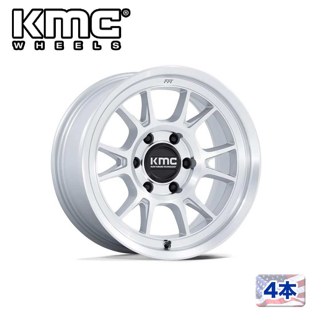 17インチアルミホイール4本KM729 RANGE17×8.5J 5H 127 -10 CB71.5GLOSS SILVER W/ MACHINED FACE 汎用