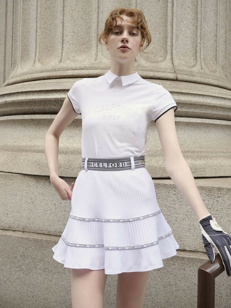 【SALE／50%OFF】【CELFORD GOLF】 襟付きラインストーンプリントT CELFORD セルフォード スポーツ・アウトドア用品 ゴルフグッズ ホワイト ブラック ブルー【RBA_E】【送料無料】[Rakuten Fashion]のサムネイル