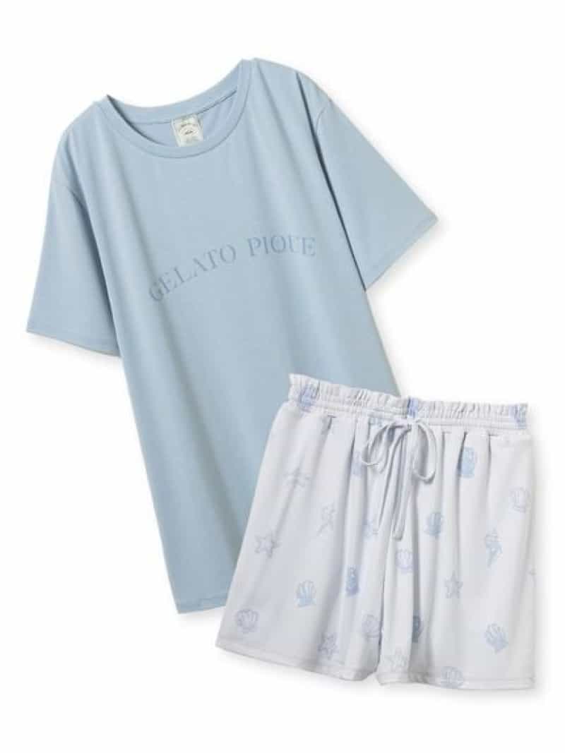 【SALE／30%OFF】【接触冷感】モチーフ4柄ワンポイントTシャツ&ショートパンツセット gelato pique ジェラートピケ インナー・ルームウェア その他のインナー・ルームウェア ネイビー ピンク【RBA_E】【送料無料】[Rakuten Fashion]のサムネイル