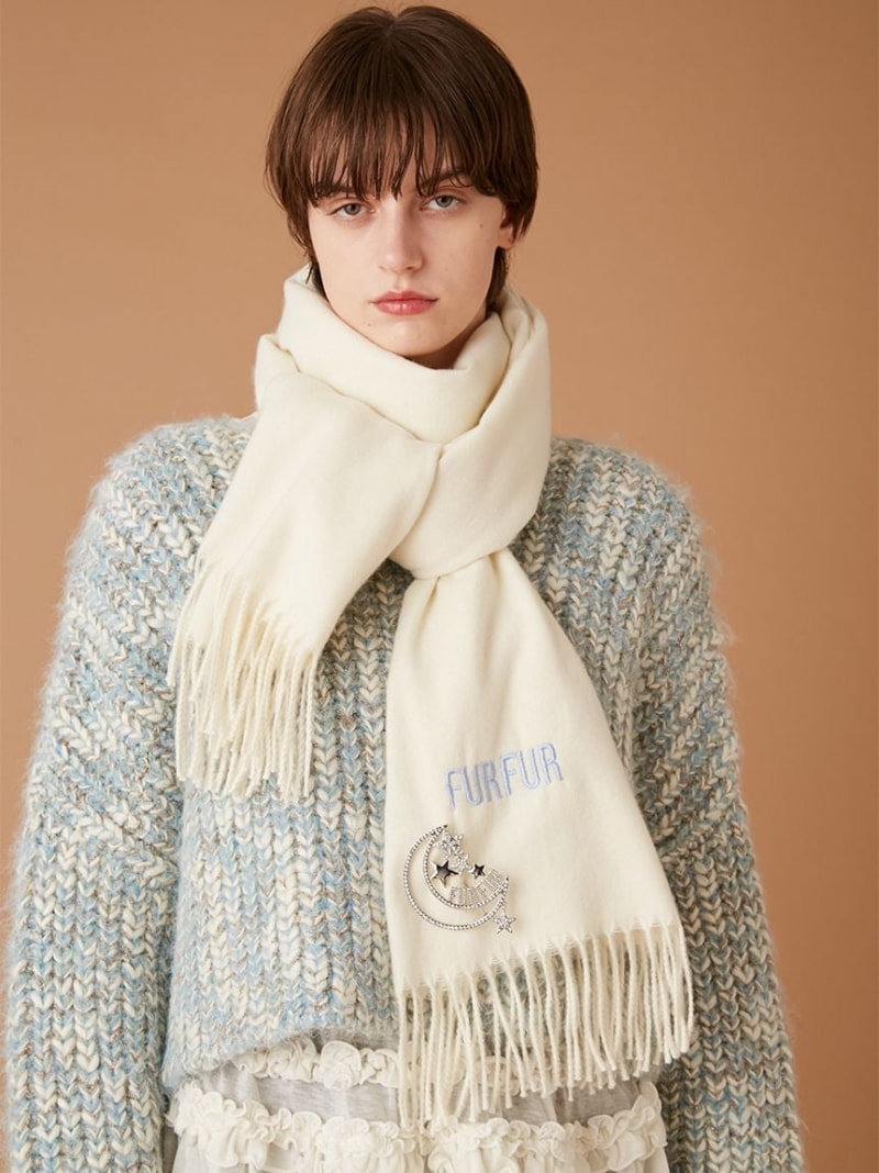ロゴ刺繍大判ストール FURFUR ファーファー ファッション雑貨 マフラー・ストール・ネックウォーマー ピンク レッド グレー【送料無料】[Rakuten Fashion]
