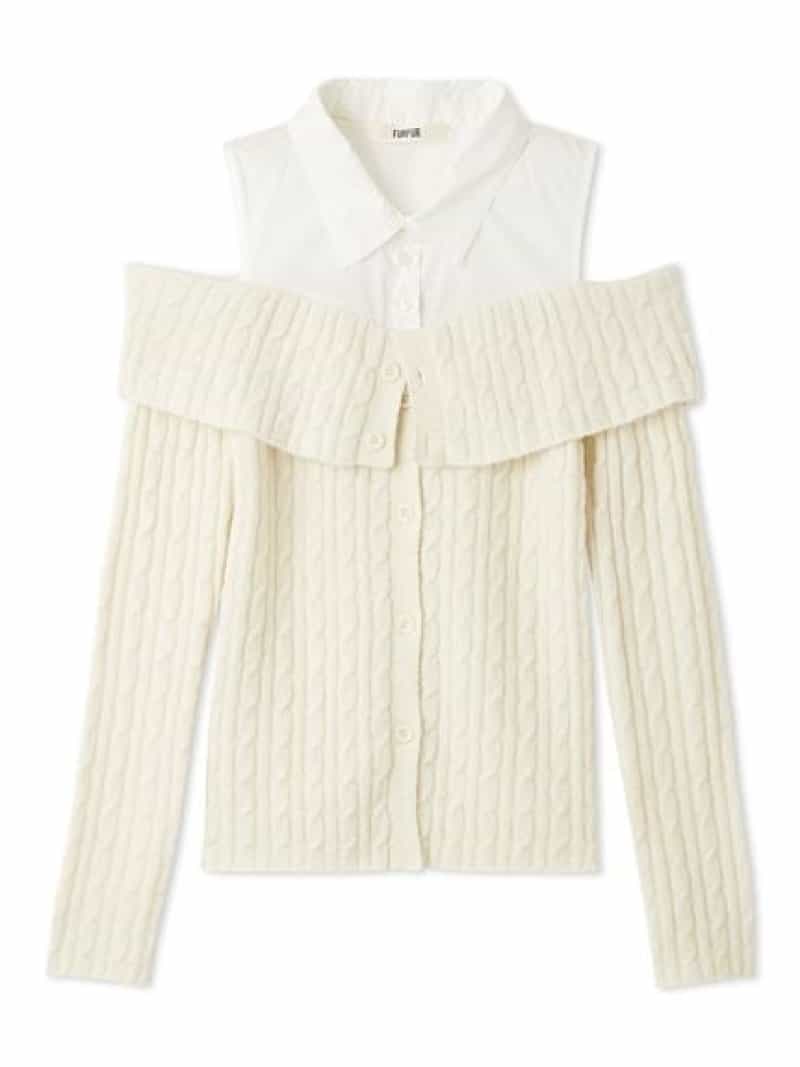 オフショルレイヤードニット FURFUR ファーファー トップス ニット グレー ホワイト ブラック【先行予約】*【送料無料】[Rakuten Fashion]