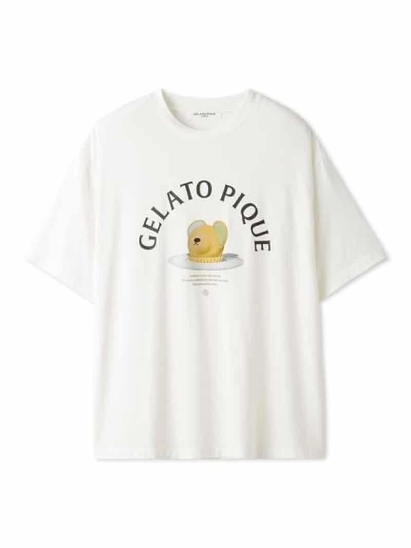 楽天USAGISTORE USAGIONLINE公式ストア【接触冷感】【HOMME】レーヨンベアケーキモチーフTシャツ gelato pique ジェラートピケ トップス カットソー・Tシャツ ホワイト グレー【送料無料】[Rakuten Fashion]