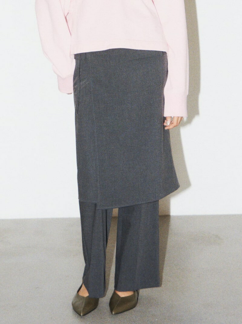 巻きスカートレイヤウエストゴムシガレットパンツ Mila Owen ミラオーウェン パンツ その他のパンツ グレー ブラック【送料無料】[Raku..