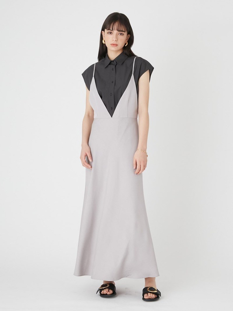 深Vネックキャミサロペット Mila Owen ミラオーウェン オールインワン・オーバーオール その他のオールインワン・オーバーオール グレー ブラック【送料無料】[Rakuten Fashion]のサムネイル