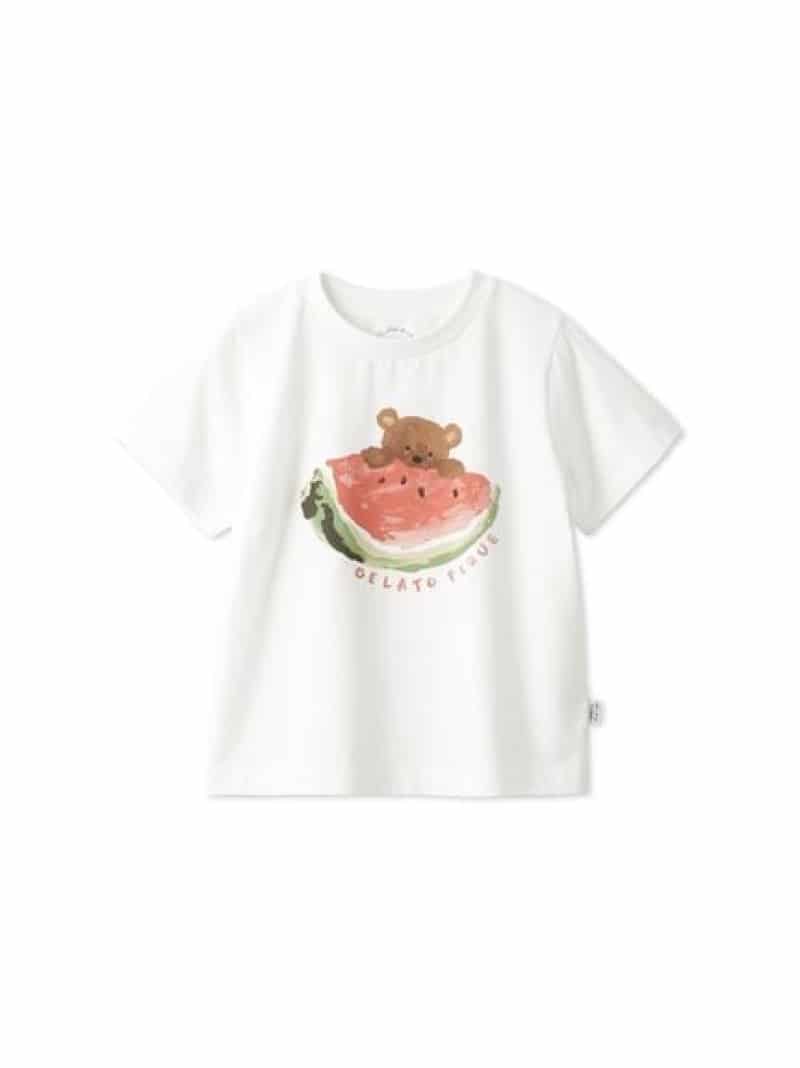 【接触冷感】【KIDS】フルーツアニマルワンポイントTシャツ gelato pique ジェラートピケ トップス カットソー Tシャツ ホワイト ピンク Rakuten Fashion