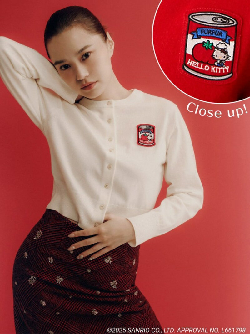 HELLO KITTYワッペンカーディガン FURFUR ファーファー トップス カーディガン ブラック レッド ホワイト【先行予約】*【送料無料】[Rakuten Fashion]