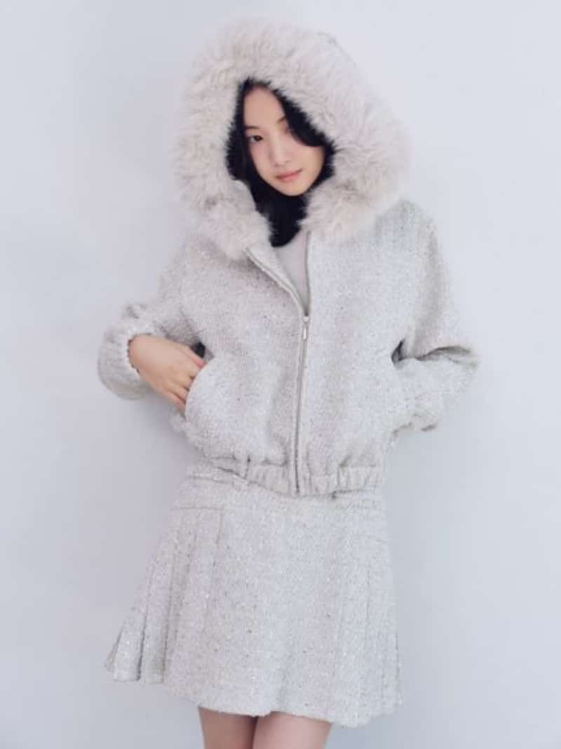 サイドプリーツツイードミニスカート SNIDEL スナイデル スカート ミニスカート ネイビー【先行予約】*【送料無料】[Rakuten Fashion]