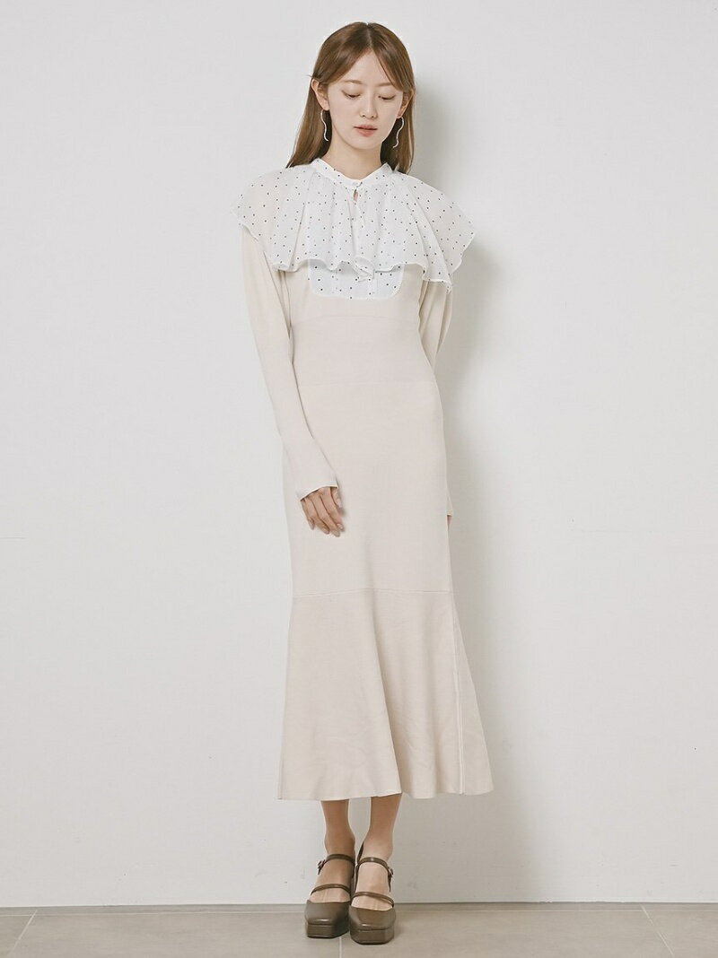 【SALE／50%OFF】Sustainableスクエアカラーニットワンピース SNIDEL スナイデル ワンピース・ドレス ワンピース ホワイト ブラック ベージュ【RBA_E】【送料無料】[Rakuten Fashion]のサムネイル