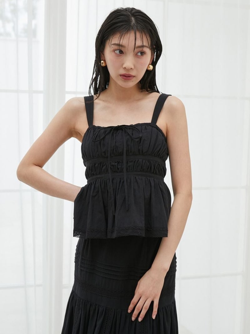 【SALE／50%OFF】コットンキャミブラウス SNIDEL スナイデル トップス シャツ・ブラウス ホワイト レッド ブラック【RBA_E】【送料無料】[Rakuten Fashion]