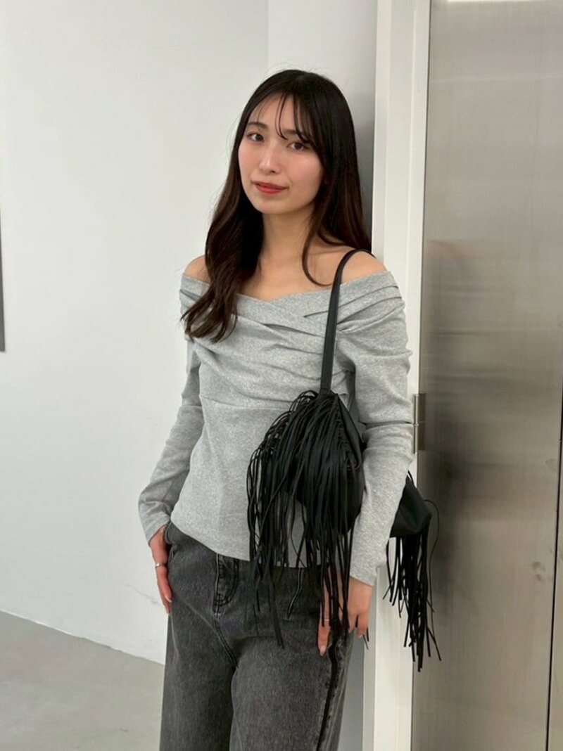 【SALE／30%OFF】ギャザーオフショルカットソー FRAY I.D フレイ アイディー トップス カットソー・Tシャツ グレー ブラック ホワイト ピンク【RBA_E】【送料無料】[Rakuten Fashion]