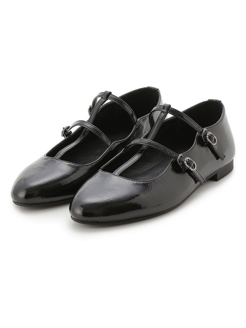 ビジューダブルストラップバレエシューズ Mila Owen ミラオーウェン シューズ・靴 その他のシューズ・靴 ブラック【送料無料】[Rakuten Fashion]のサムネイル