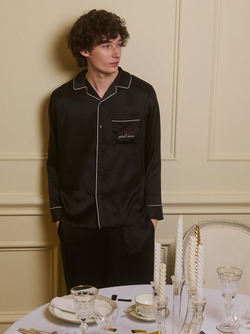 【JOEL ROBUCHON】【HOMME】サテンシャツ gelato pique ジェラートピケ トップス シャツ・ブラウス ブラック【先行予約】*【送料無料】[Rakuten Fashion]