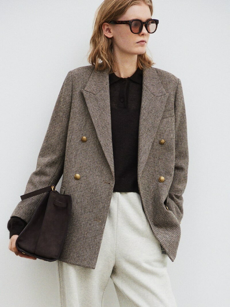 チェック金釦ダブルブレストロングブレザー Mila Owen ミラオーウェン ジャケット・アウター テーラードジャケット・ブレザー【送料無料】[Rakuten Fashion]のサムネイル