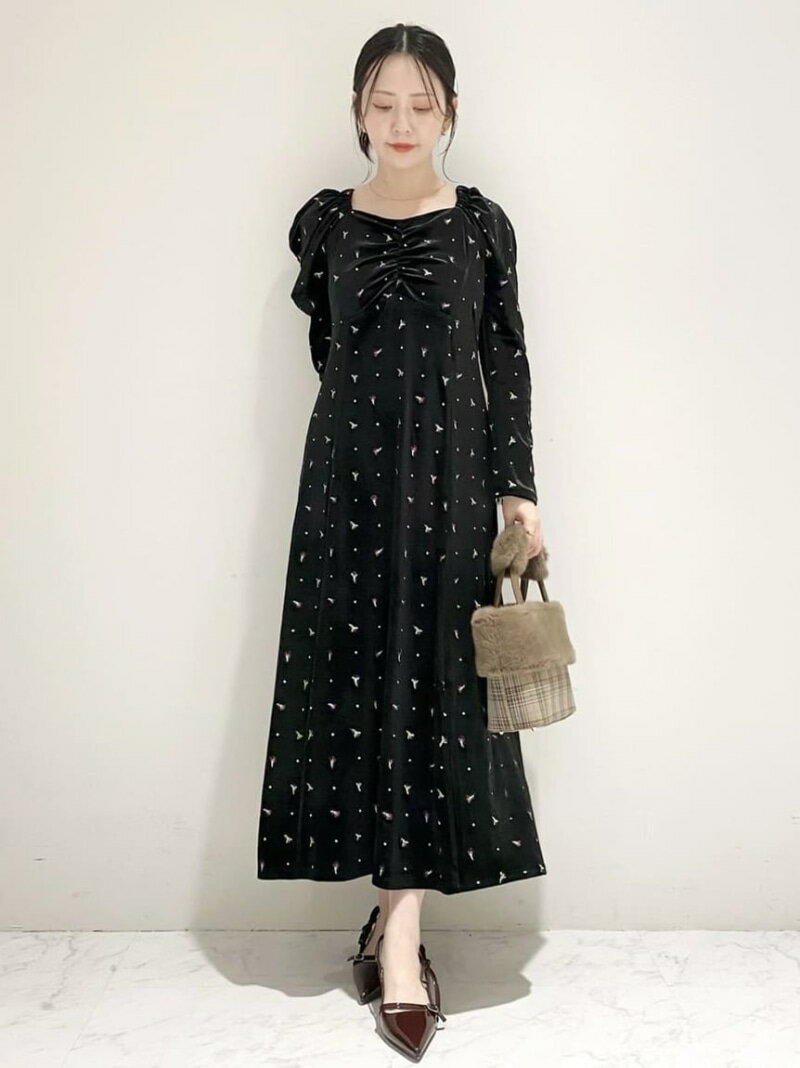 エンブロイダリーベロアワンピース LILY BROWN リリーブラウン ワンピース・ドレス ワンピース ピンク ブラウン ブラック【送料無料】[Rakuten Fashion]のサムネイル