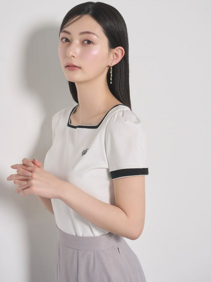 カリグラフィ刺繍Tシャツ CELFORD セルフォード トップス カットソー・Tシャツ ブラック ホワイト【送料無料】[Rakuten Fashion]のサムネイル