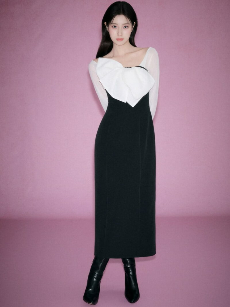 オフショルリボンドレス【カンヘウォン着用】 SNIDEL スナイデル ワンピース・ドレ...