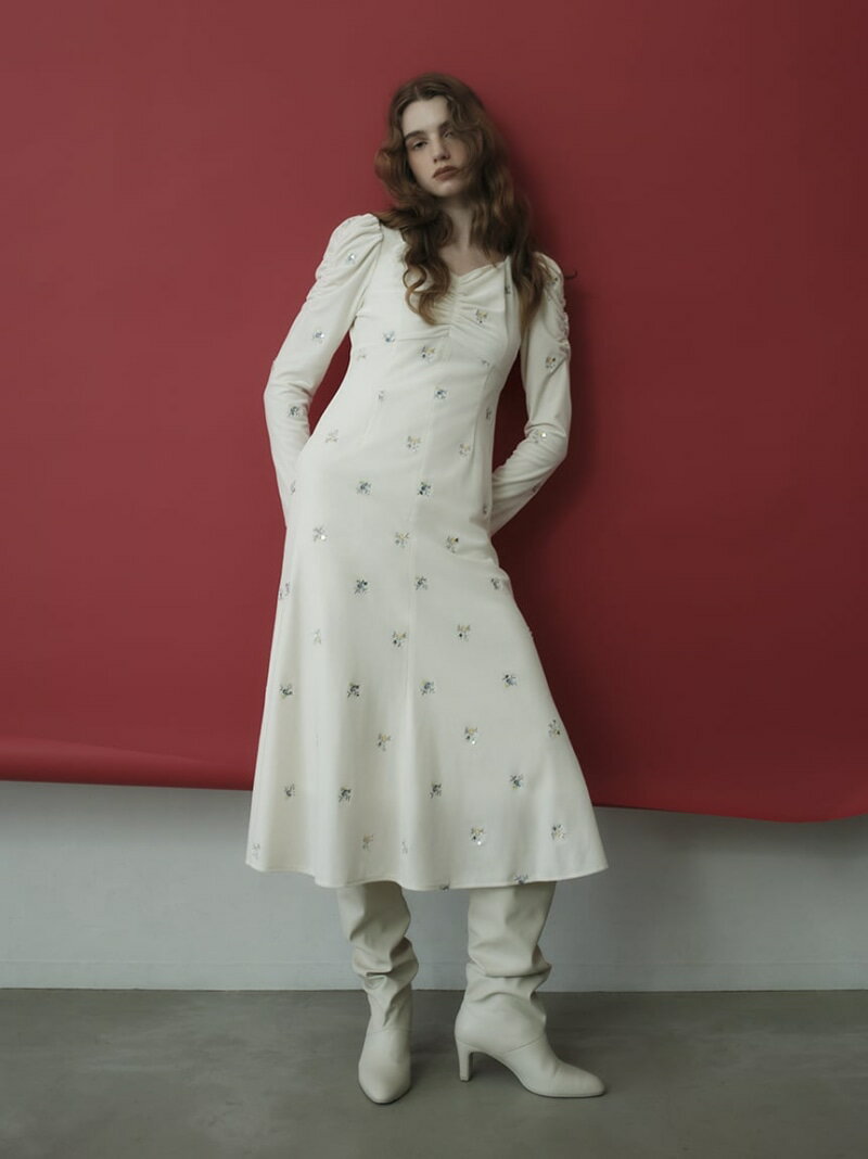 花柄刺繍ベロアワンピース CELFORD セルフォード ワンピース・ドレス その他のワンピース・ドレス グレー ブラック【送料無料】[Rakuten Fashion]のサムネイル