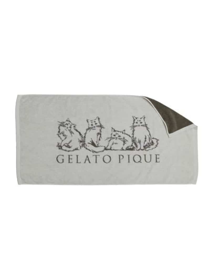 ジェラートピケ ハンドタオル ネコ柄バスタオル gelato pique ジェラートピケ ファッション雑貨 ハンカチ・ハンドタオル ホワイト ピンク【送料無料】[Rakuten Fashion]