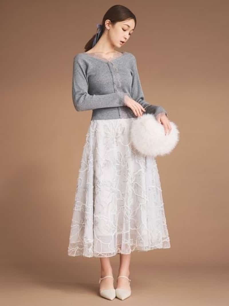 ブラッシュドエンブロイダリースカート CELFORD セルフォード スカート その他のスカート ブラック【送料無料】[Rakuten Fashion]