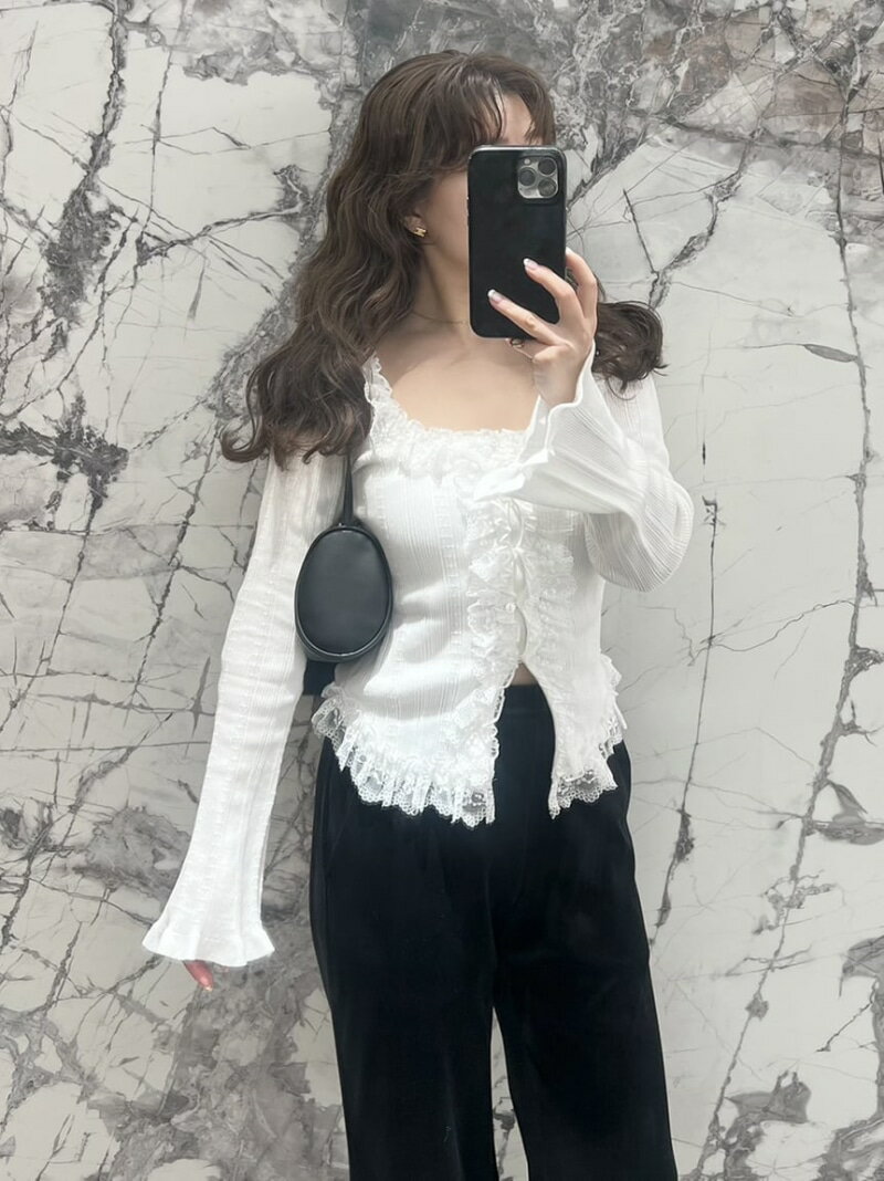 Sustainableフリルニットプルオーバー SNIDEL スナイデル トップス ニット ホワイト ブルー グレー【送料無料】[Rakuten Fashion]のサムネイル