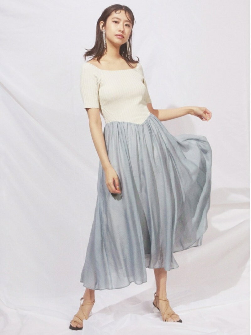 Lily リリーブラウン Lily Brown レディース ワンピース リリーブラウン Brown リブニットドッキングワンピース ワンピース ワンピース ワンピース Brown ロングワンピース マキシワンピース ベージュ レッド ブルー 送料無料 Rakuten Fashion Usagistore