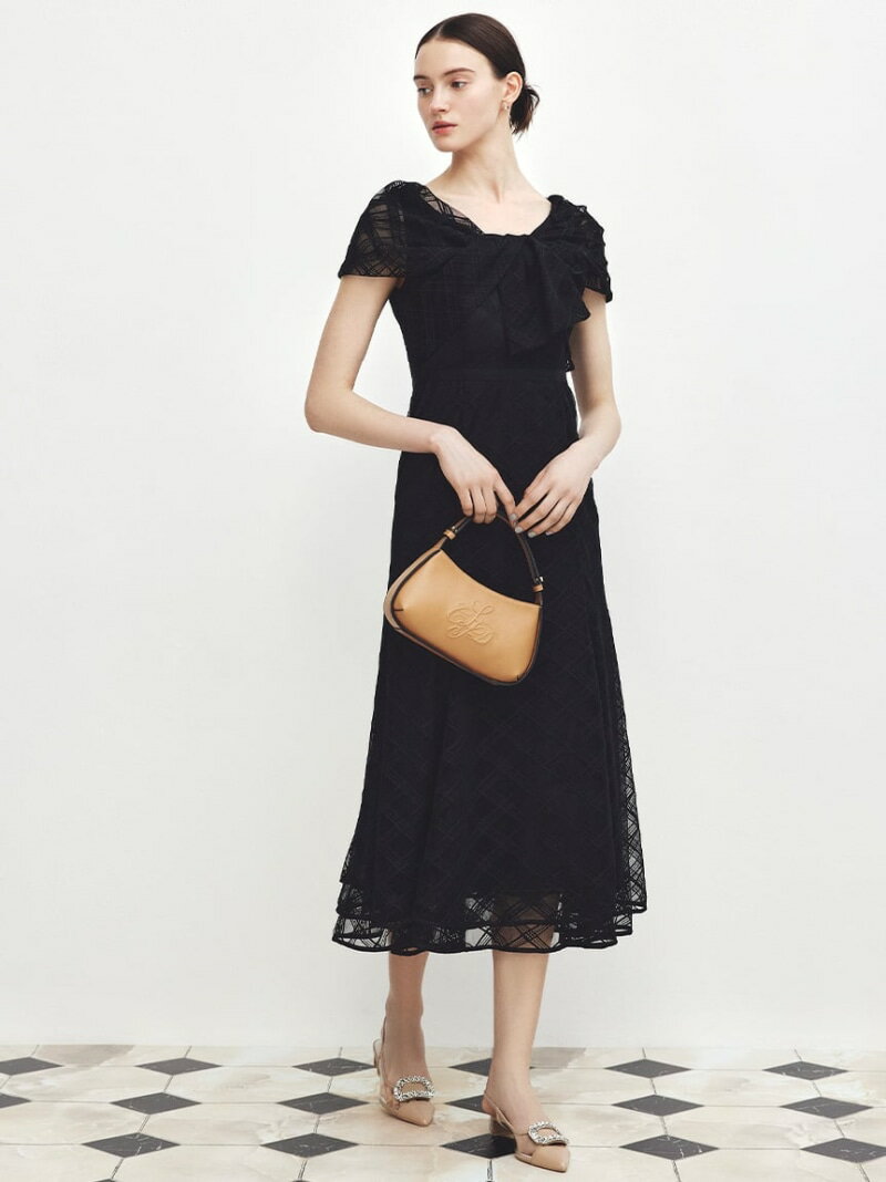 【SALE／50%OFF】チェックチュールドレス CELFORD セルフォード ワンピース・ドレス ドレス ブラック【RBA_E】【送料無料】[Rakuten Fashion]のサムネイル