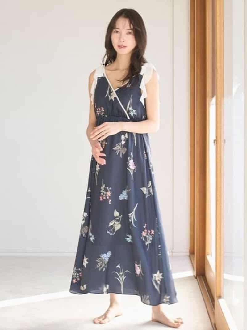 【SALE／30%OFF】肩リボンプリントロングワンピース SNIDEL HOME スナイデルホーム ワンピース・ドレス その他のワンピース・ドレス ネイビー イエロー【RBA_E】【送料無料】[Rakuten Fashion] usagi-online-10065529 USAGISTORE USAGIONLINE公式ストア サンプル画像3